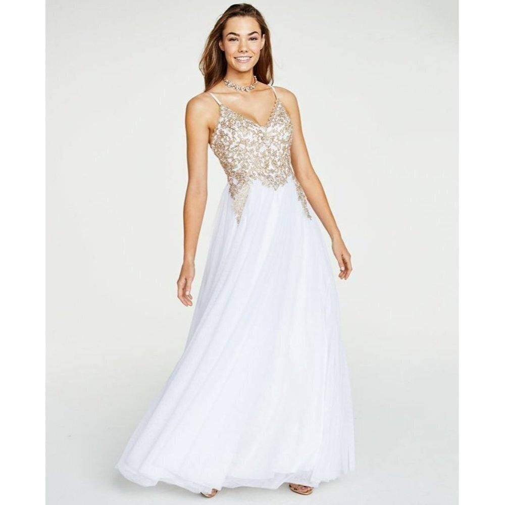 Say Yes to the Prom NEW Juniors' Quinceanera Embroidered Lace Gown Winter Formal - Picture 3 of 12